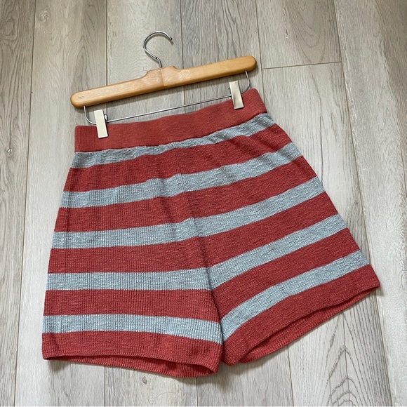 Free People Shorts malibu sweater striped knit womens Orange Blue (medium) beach - Picture 4 of 8